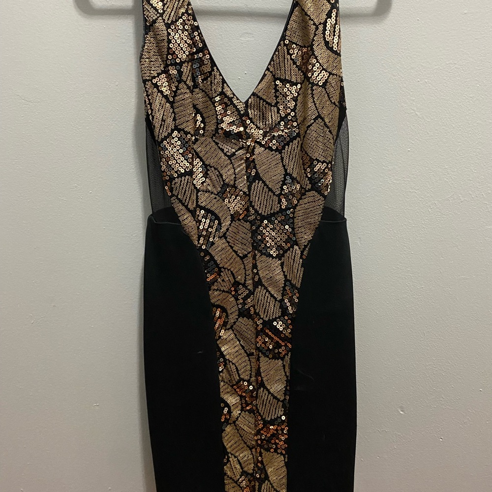 Sequin Midi Dress with Mesh On The Sides